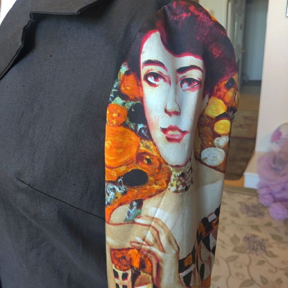 Medium Unique Linen & Silk Gustav Klimt Swing Jacket By St Louis Area Designer - Picture 7 of 14